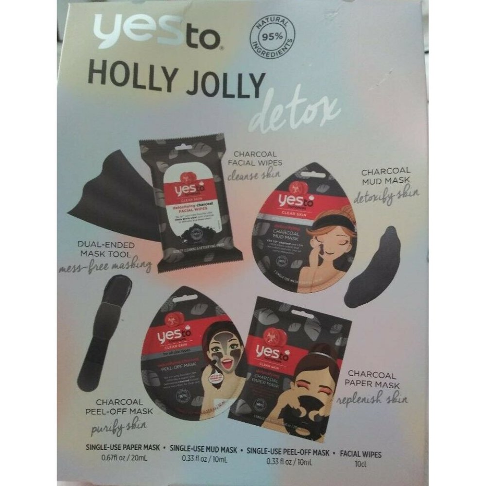 Yes to Holly Jolly Detox Charcoal Face Mask & Face Tool